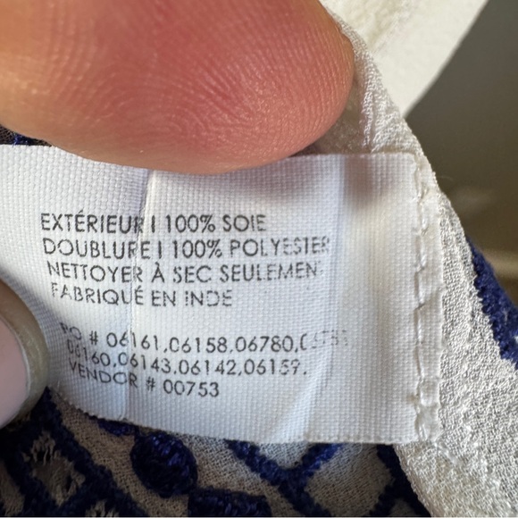 Club Monaco Kaitlin 100% Silk Embroidered Shift Dress Cream Blue | Large - Picture 6 of 6